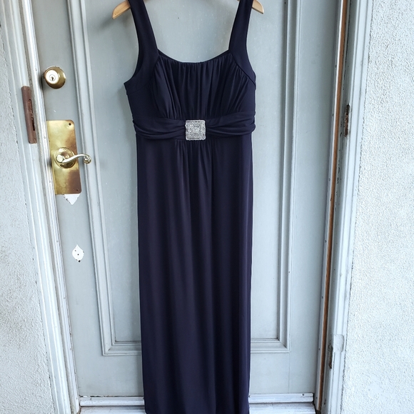 SALE EnFocus Navy beaded floor length gown 14 - Picture 3 of 8